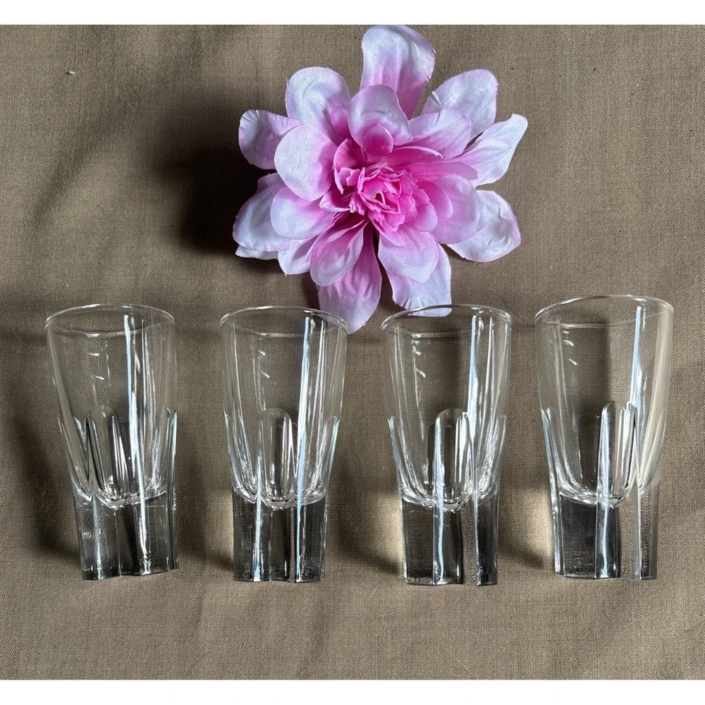 Set of 4 Italian Crystal Shot Glasses Aperitifs Heavy Base Made in Italy